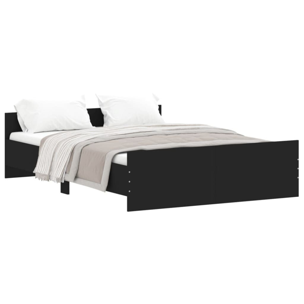 Vidaxl (Black, 135 X 190 Cm) Bed Frame With Headboard And Footboard Mattress Foundation Bed Base