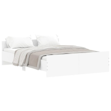 (white, 135 x 190 cm) vidaXL Bed Frame with Headboard and Footboard Mattress Foundation Bed Base