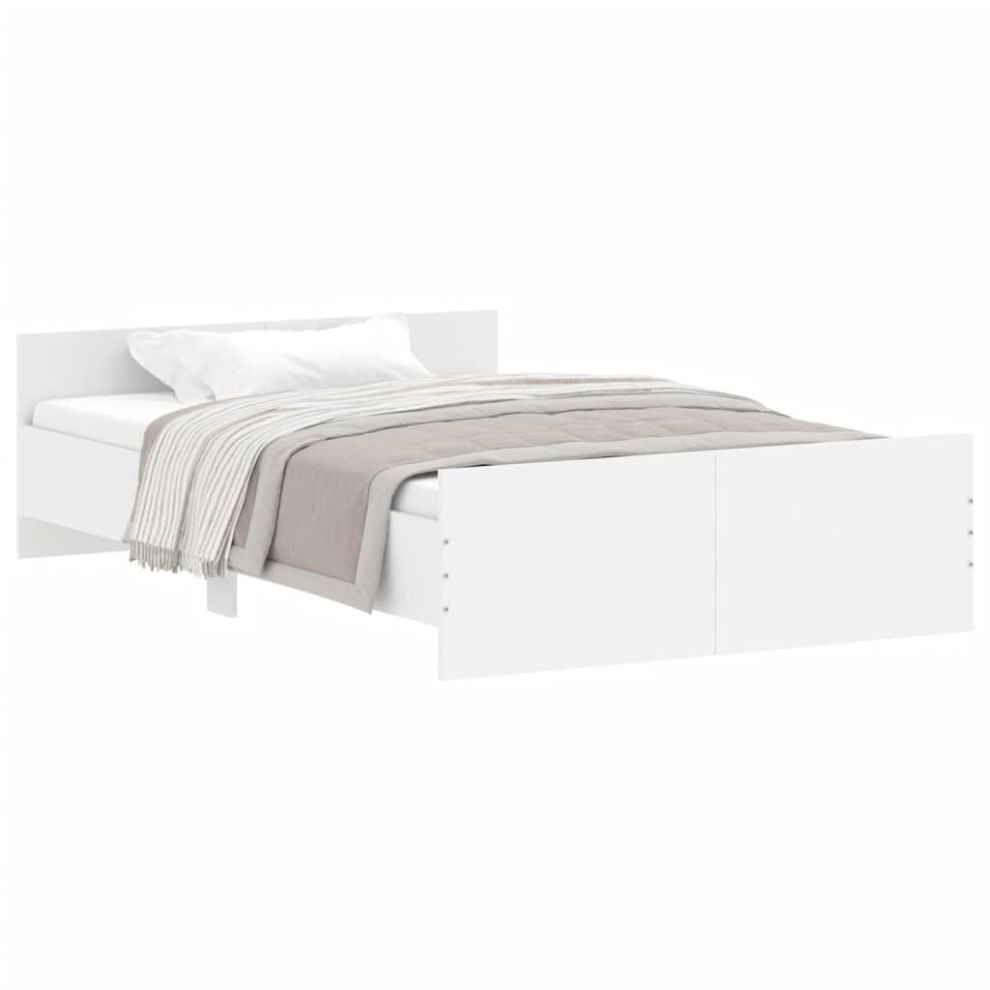 Vidaxl (White, 120 X 200 Cm) Bed Frame With Headboard And Footboard Mattress Foundation Bed Base