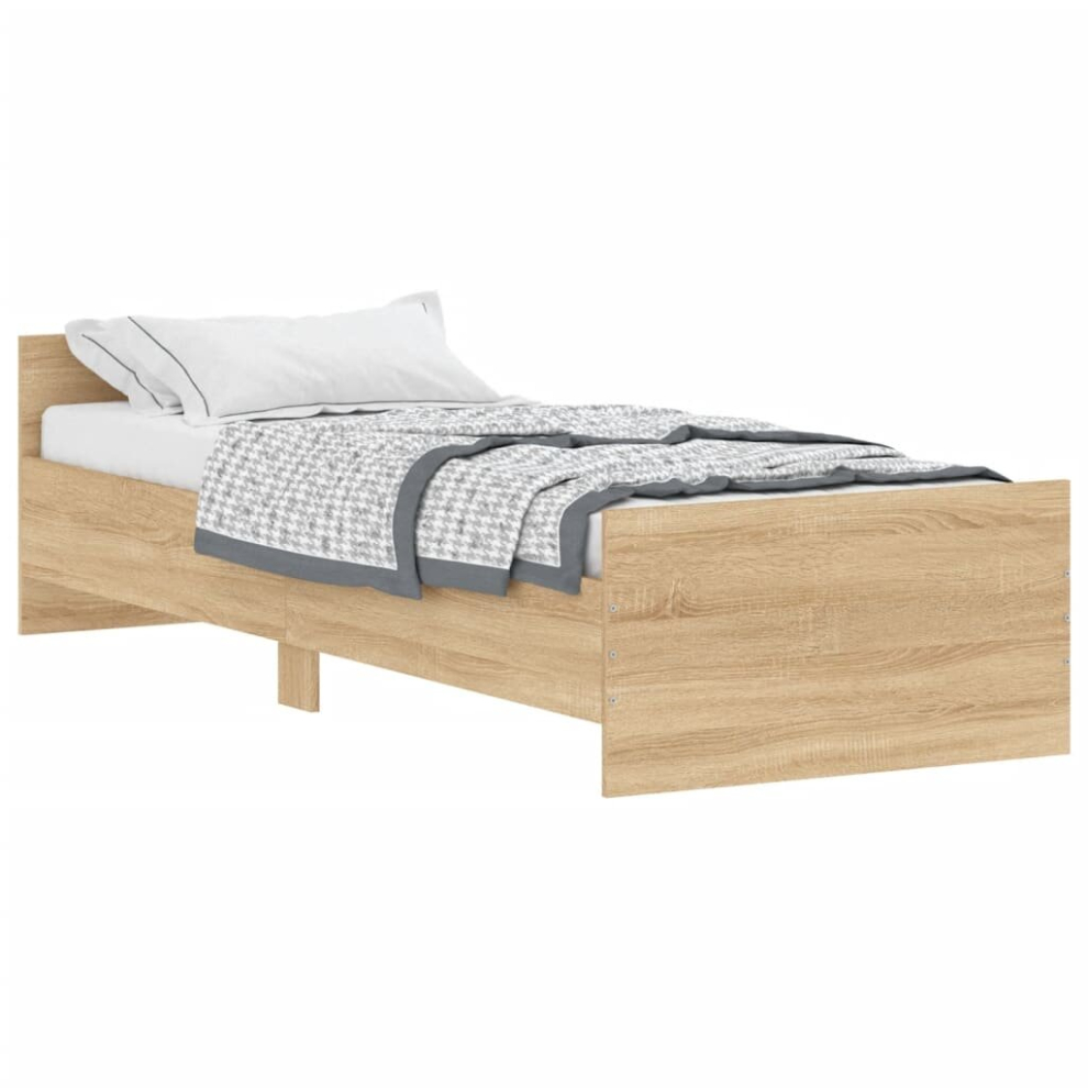 Vidaxl (Sonoma Oak, 75 X 190 Cm) Bed Frame With Headboard And Footboard Mattress Foundation Bed Base