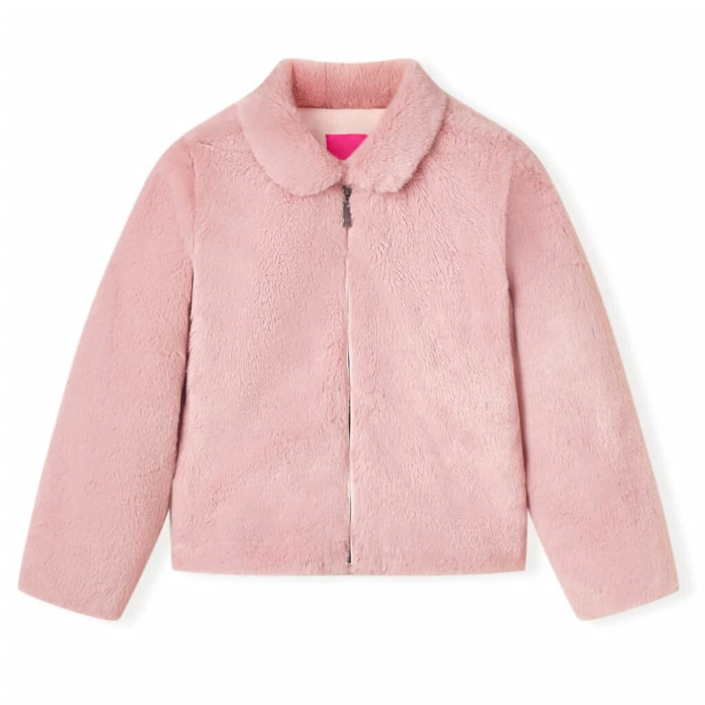 Vidaxl (, 104) Kids' Coat Long Sleeve School Children's Jacket Outwear Collar Coat Faux Fur Pink