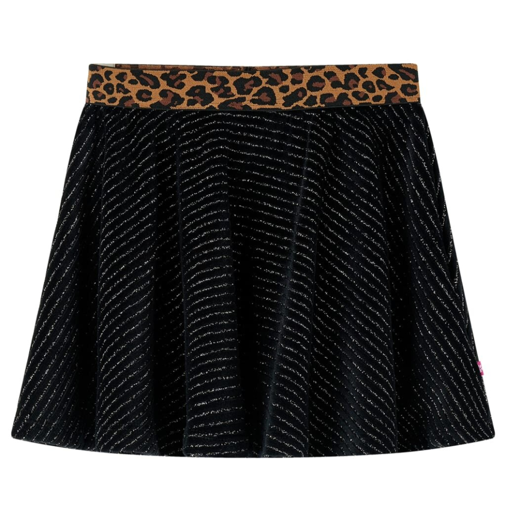 (128) Kids' Skirt with Leopard Waistband Kids Girl's Skater Skirt Short Skirt Black