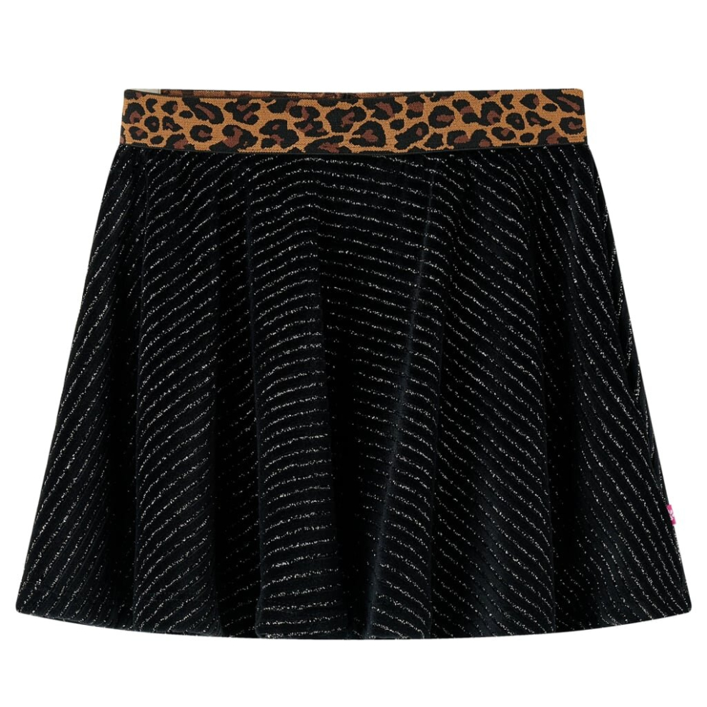 (116) Kids' Skirt with Leopard Waistband Kids Girl's Skater Skirt Short Skirt Black