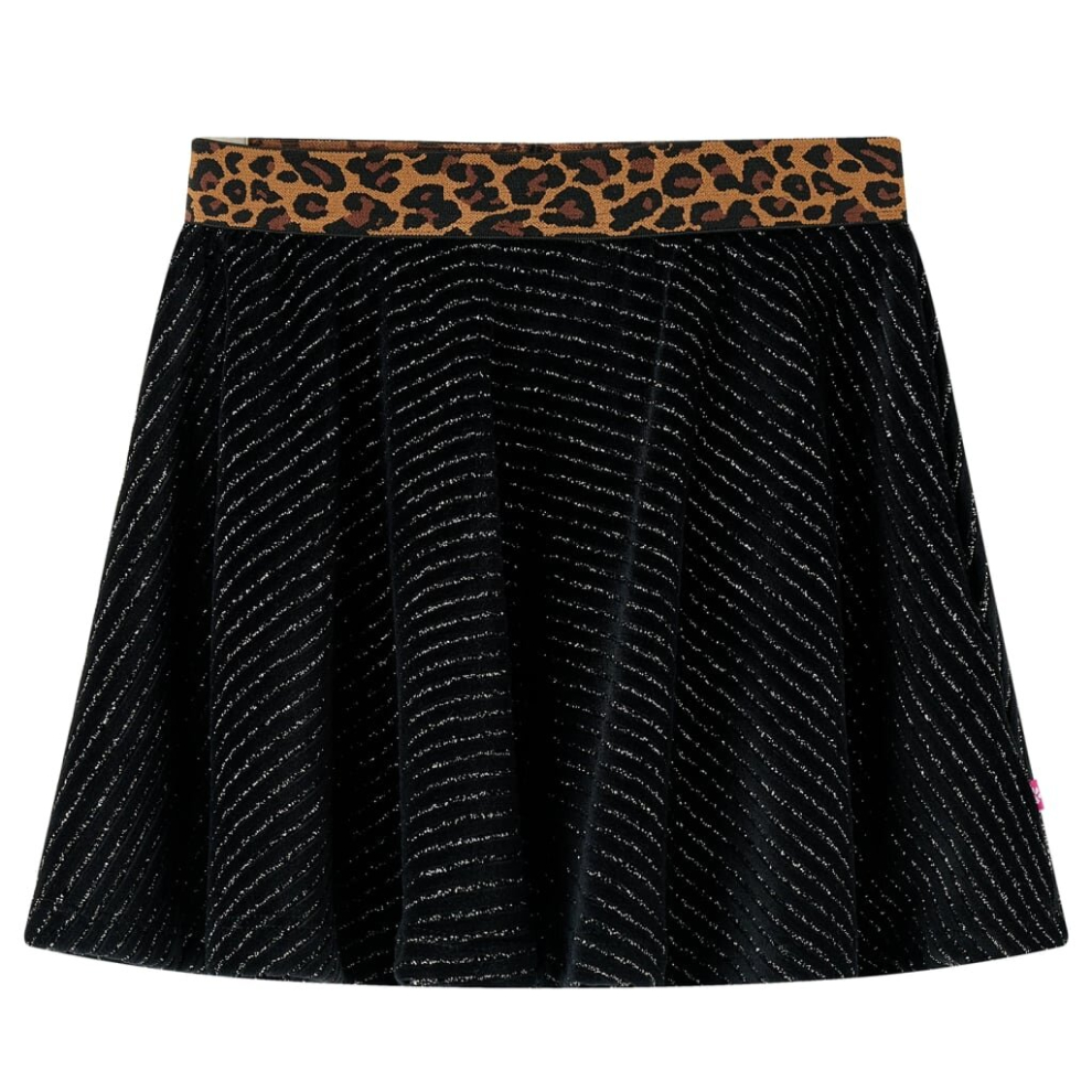 Vidaxl (116) Kids' Skirt With Leopard Waistband Kids Girl's Skater Skirt Short Skirt Black