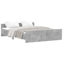 (concrete grey, 150 x 200 cm) vidaXL Bed Frame with Headboard and Footboard Mattress Foundation Bed Base