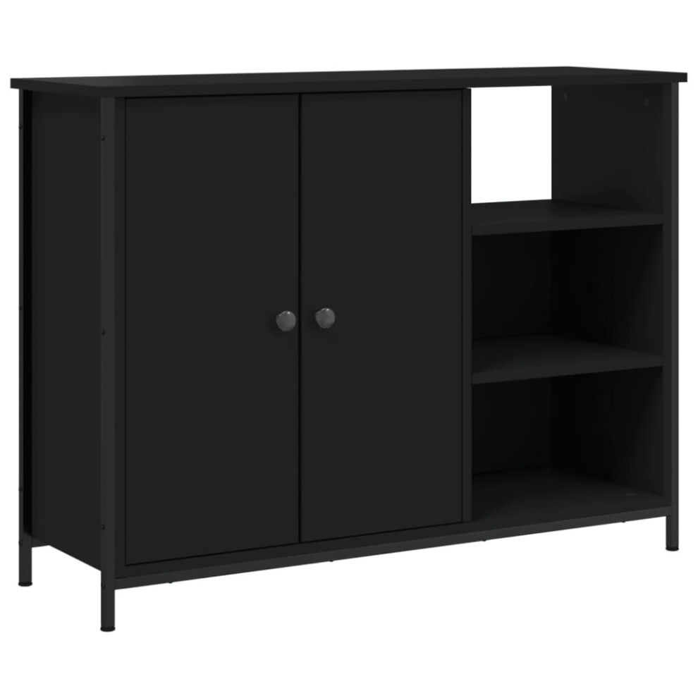 Vidaxl Sideboard Cupboard Highboard Storage Cabinet Engineered Wood Black