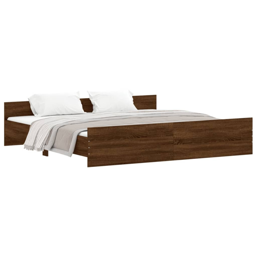 (brown oak, 180 x 200 cm) vidaXL Bed Frame with Headboard and Footboard Bed Concrete Grey 140x200 cm