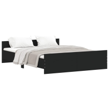 (black, 150 x 200 cm) vidaXL Bed Frame with Headboard and Footboard Mattress Foundation Bed Base