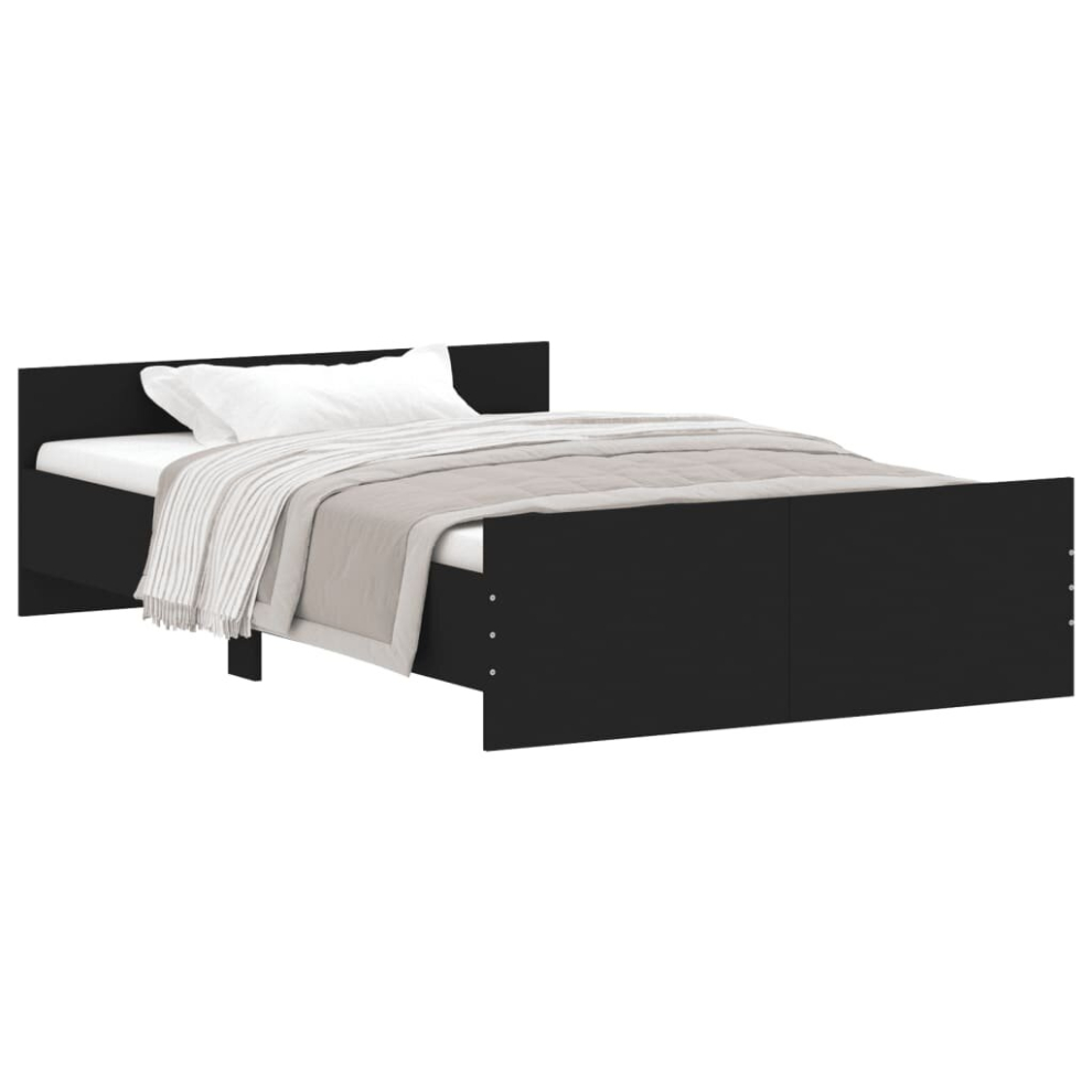 Vidaxl (Black, 120 X 200 Cm) Bed Frame With Headboard And Footboard Mattress Foundation Bed Base