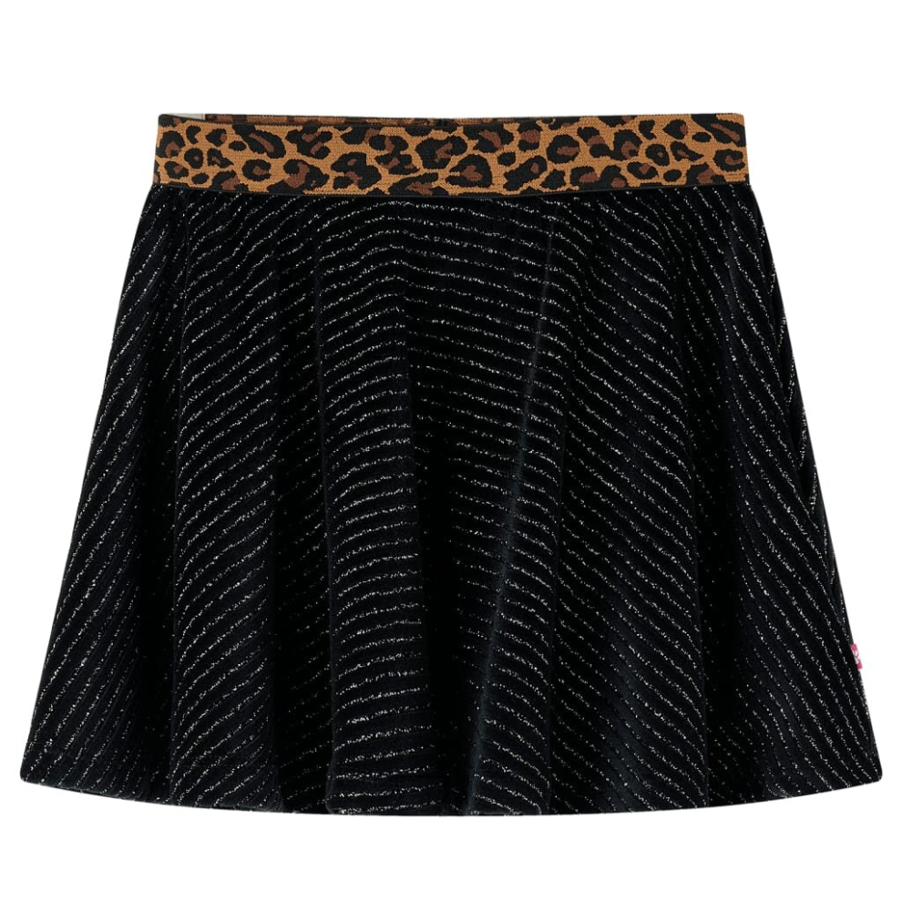 (92) Kids' Skirt with Leopard Waistband Kids Girl's Skater Skirt Short Skirt Black