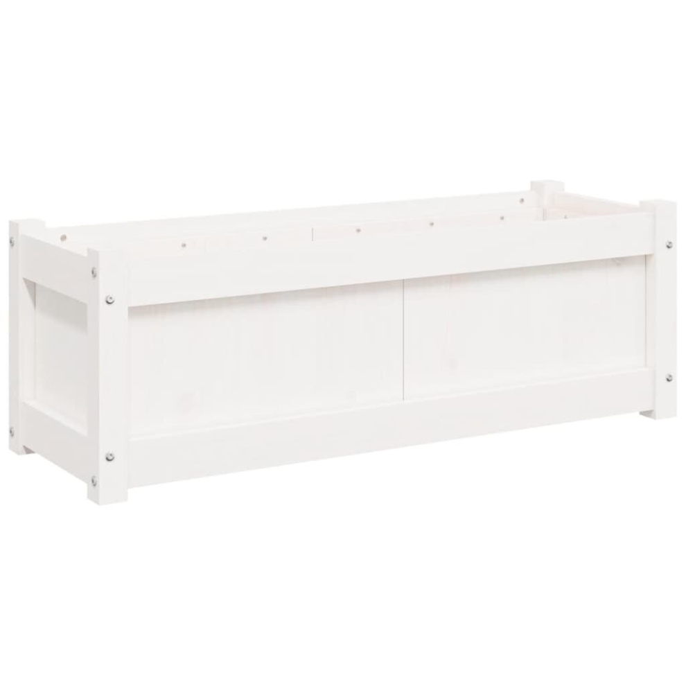 vidaXL Garden Planter Flower Pot Planter Box Plant Pot White Solid Wood Pine