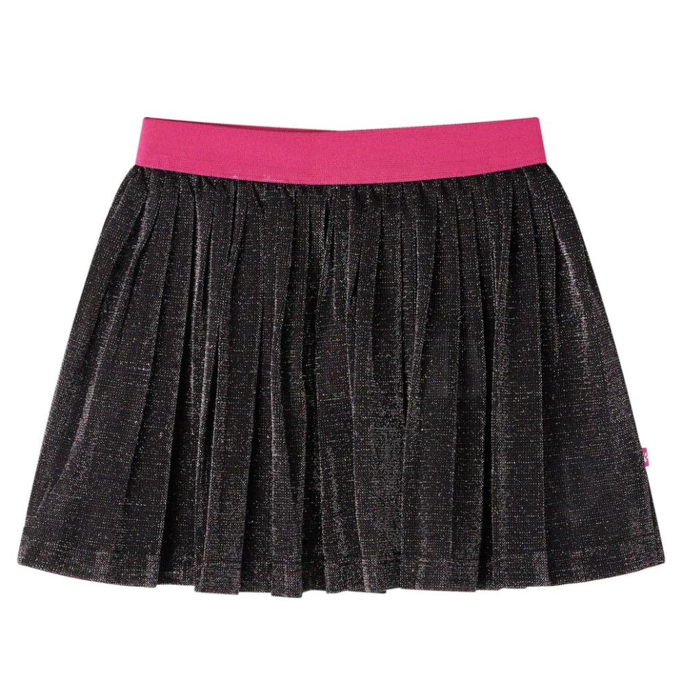 (140) Kids' Pleated Skirt with Glitter School Girls' Shrot Skirt Skater Skirt Navy