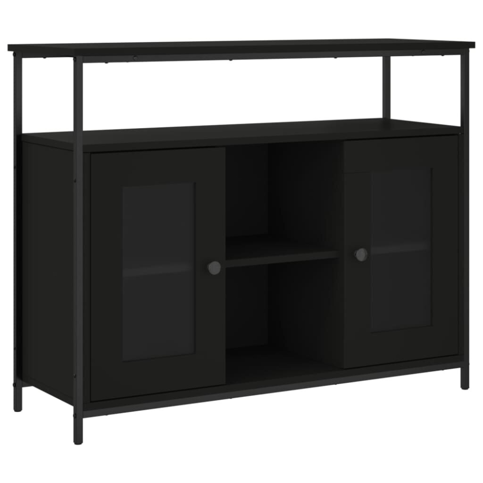 Vidaxl Sideboard Storage Cabinet Cupboard Highboard Engineered Wood Black