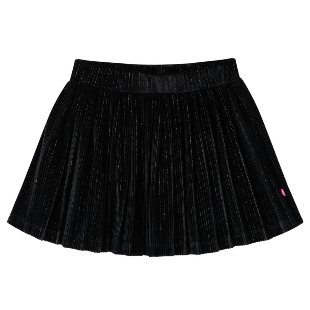 (116) Kids' Pleated Skirt with Lurex School Girls' Shrot Skirt Skater Skirt Black