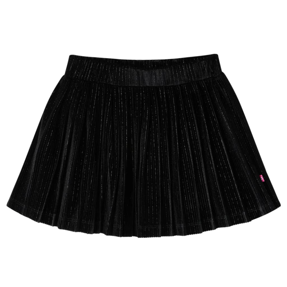 (104) Kids' Pleated Skirt with Lurex School Girls' Shrot Skirt Skater Skirt Black