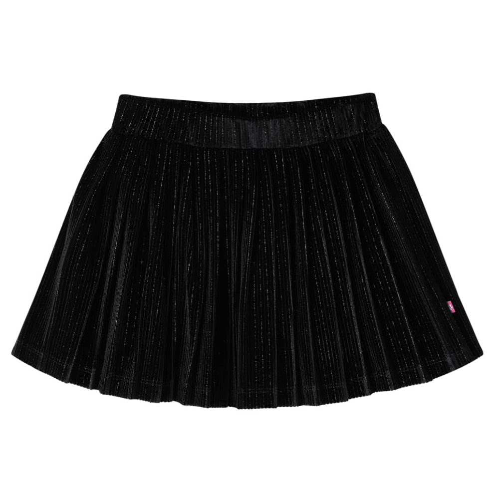 (92) Kids' Pleated Skirt with Lurex School Girls' Shrot Skirt Skater Skirt Black