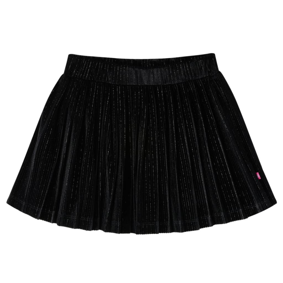 (128) Kids' Pleated Skirt with Lurex School Girls' Shrot Skirt Skater Skirt Black