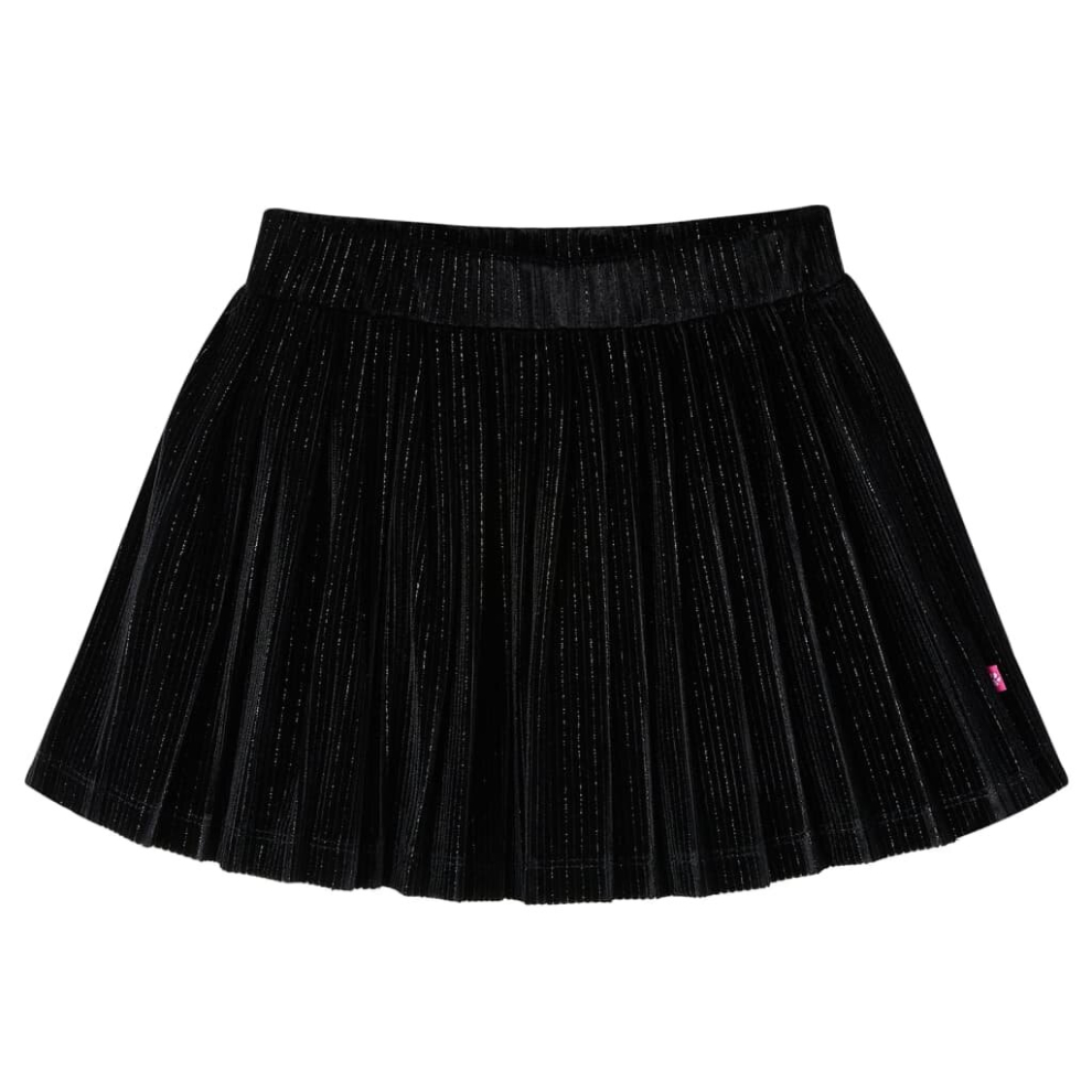 Vidaxl (128) Kids' Pleated Skirt With Lurex School Girls' Shrot Skirt Skater Skirt Black