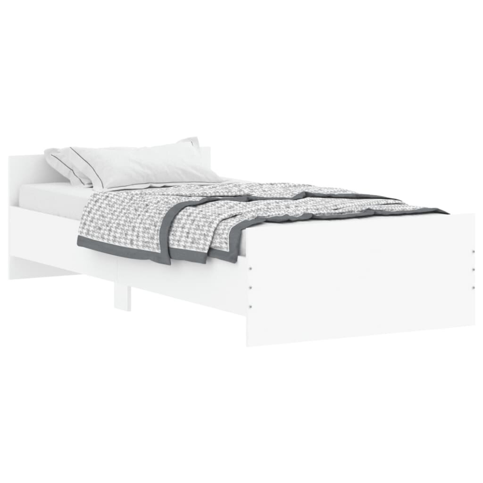 Vidaxl (White, 90 X 200 Cm) Bed Frame With Headboard And Footboard Mattress Foundation Bed Base