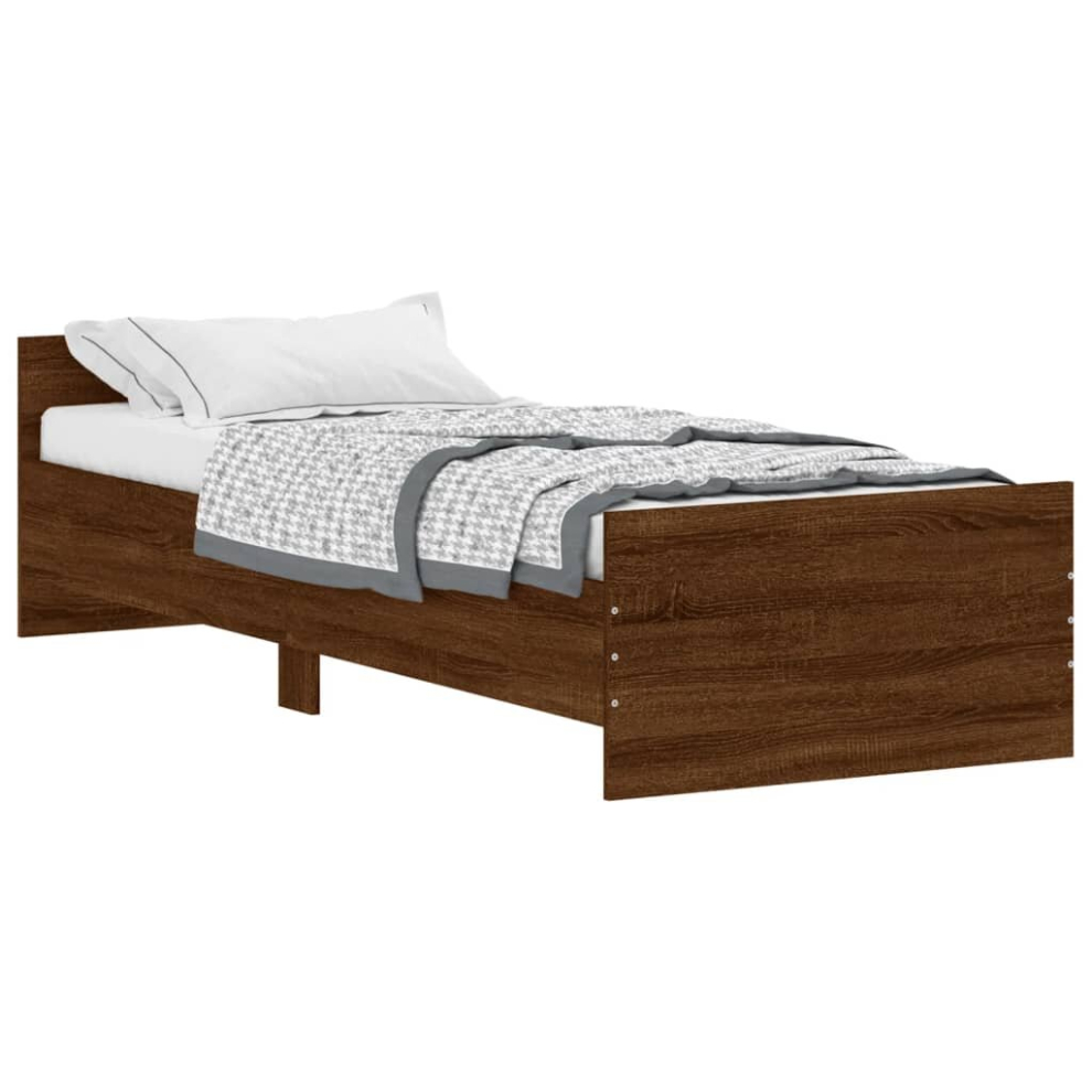 (brown oak, 75 x 190 cm) vidaXL Bed Frame with Headboard and Footboard Bed Concrete Grey 140x200 cm