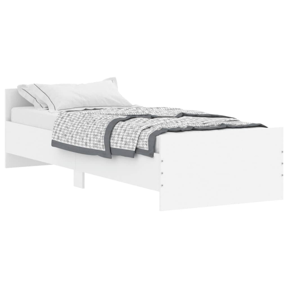 Vidaxl (White, 75 X 190 Cm) Bed Frame With Headboard And Footboard Mattress Foundation Bed Base
