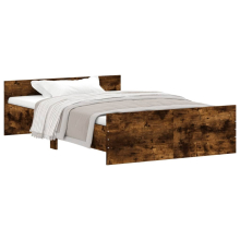 (smoked oak, 120 x 190 cm) vidaXL Bed Frame with Headboard and Footboard Mattress Foundation Bed Base