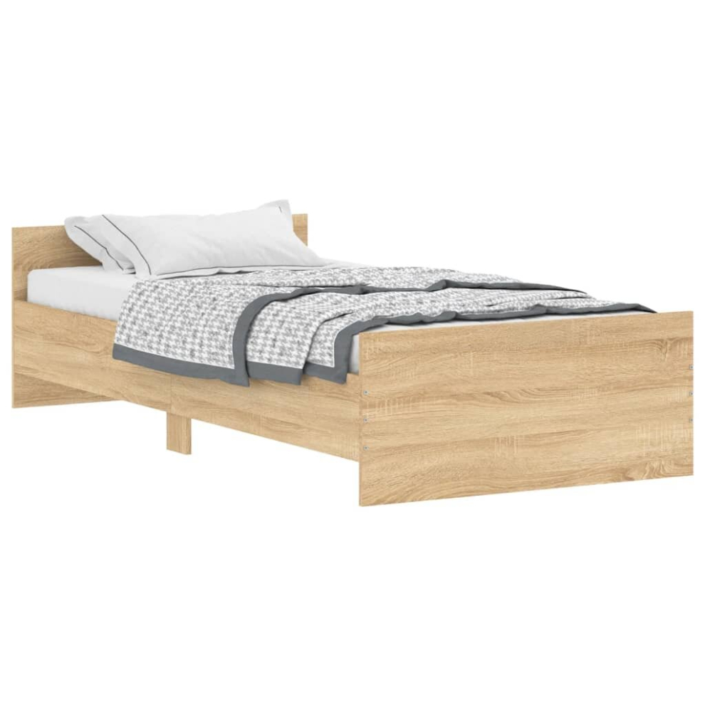 (sonoma oak, 90 x 200 cm) vidaXL Bed Frame with Headboard and Footboard Bed Concrete Grey 140x200 cm