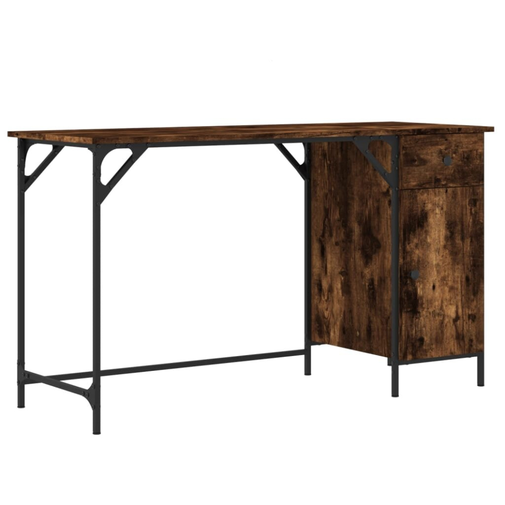 Vidaxl (Smoked Oak) Computer Desk Writing Table Standing Desk Office Desk Engineered Wood