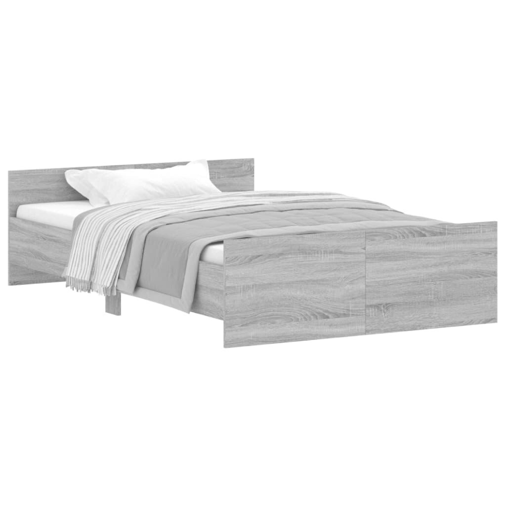 Vidaxl (Grey Sonoma, 120 X 200 Cm) Bed Frame With Headboard And Footboard Mattress Foundation Bed Base