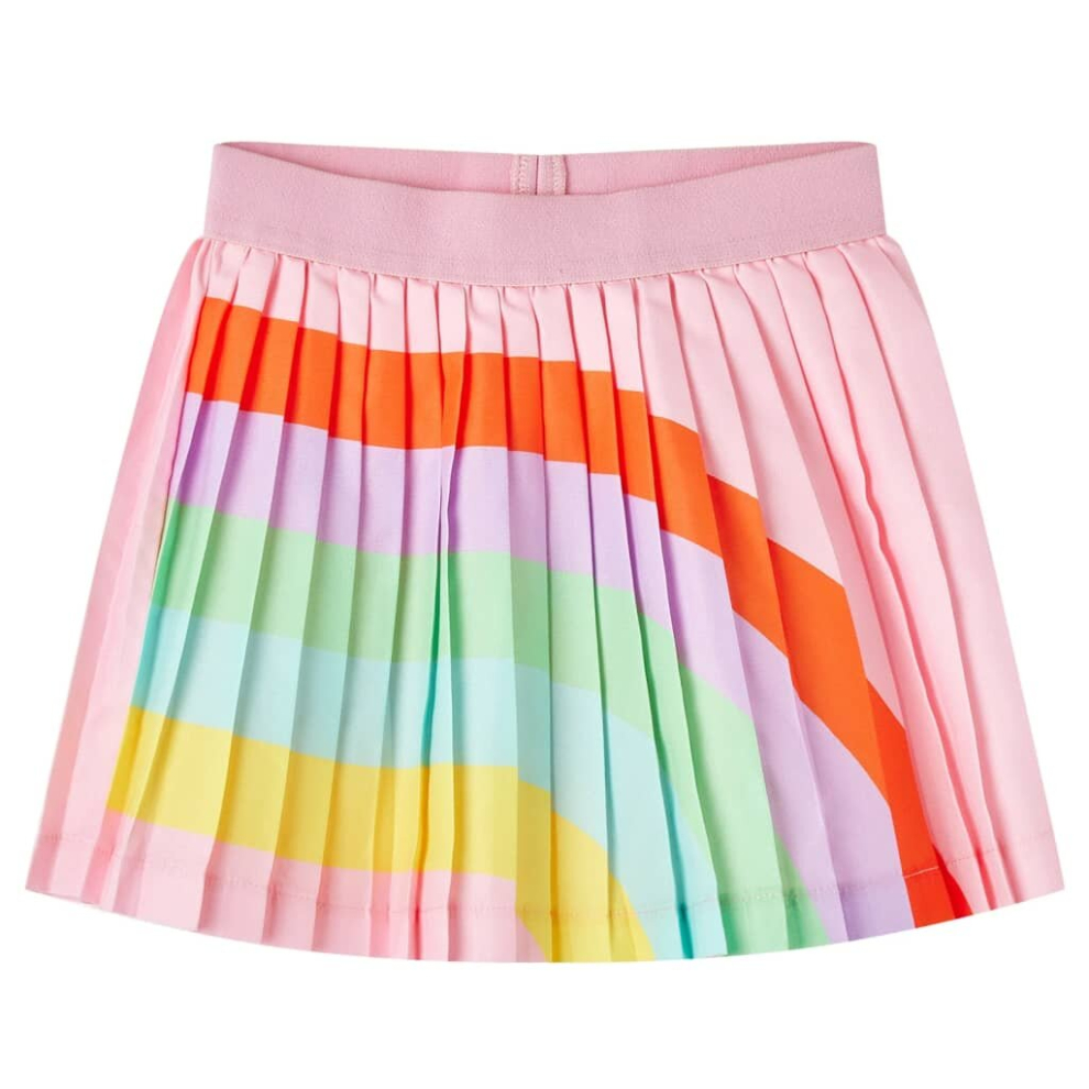 (92) Kids' Pleated Skirt Girls' Short Skirt Skater Skirt Rainbow Print Light Pink