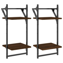 (brown oak, 30 x 25 x 65 cm) vidaXL Wall Shelves with Bars Wall Mounted Shelf Floating Shelf Rack 2 pcs
