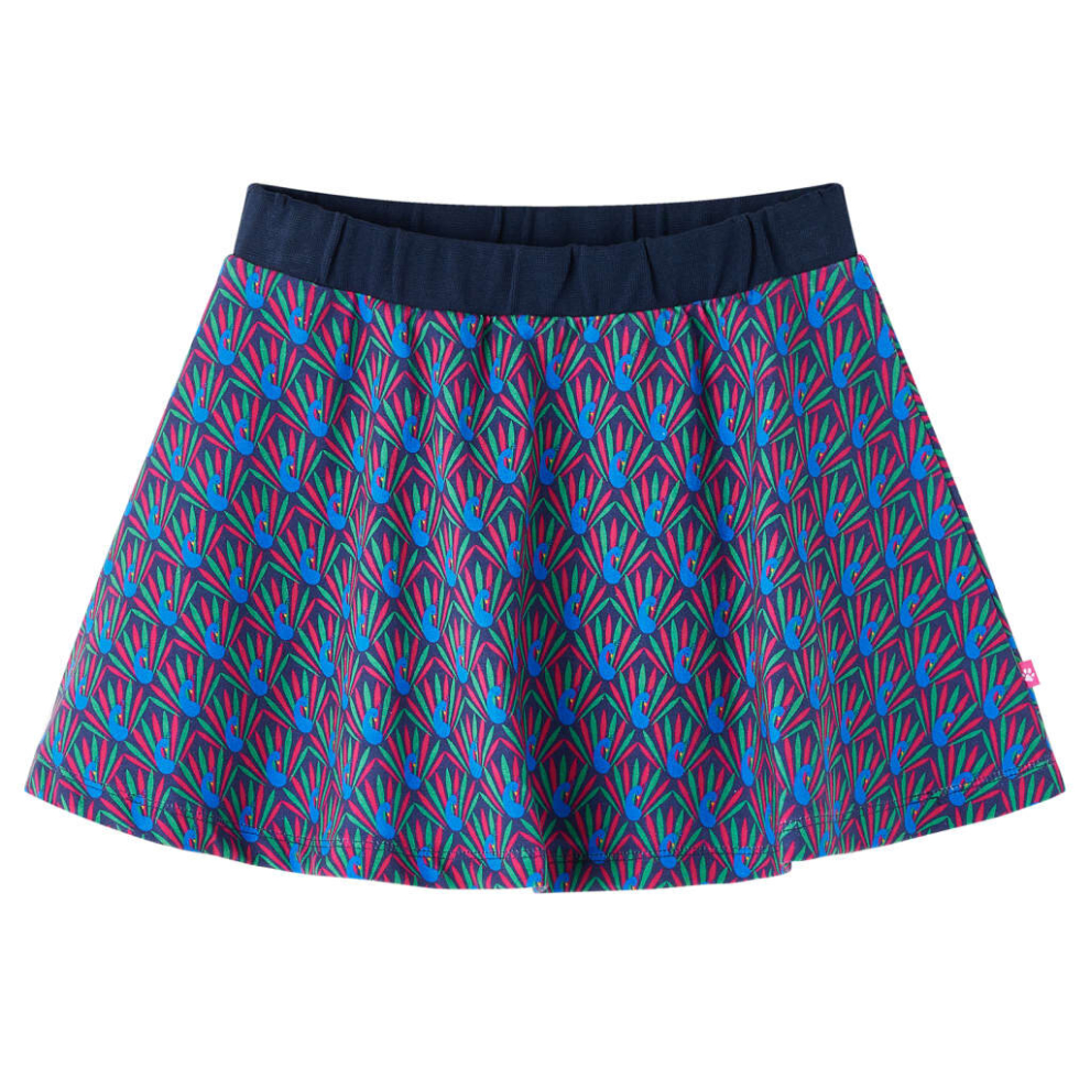 (116) Kids' Skirt Children's Skater Skirt Children Short Skirt Peacock Print Navy