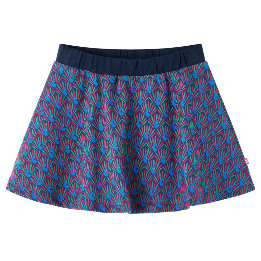 (104) Kids' Skirt Children's Skater Skirt Children Short Skirt Peacock Print Navy