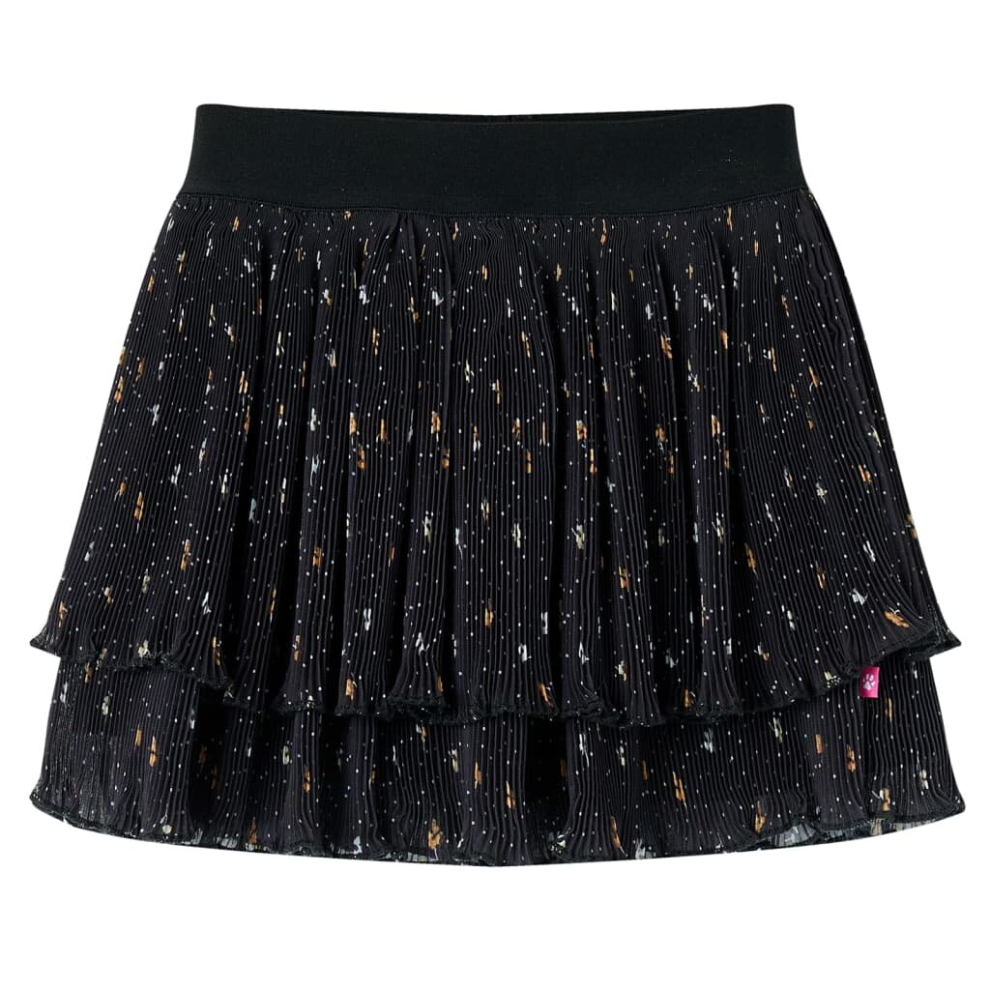 Vidaxl (128) Kids' Skirt Girl's Skater Skirt Toddler Short Skirt Tiered Ruffle Design Black
