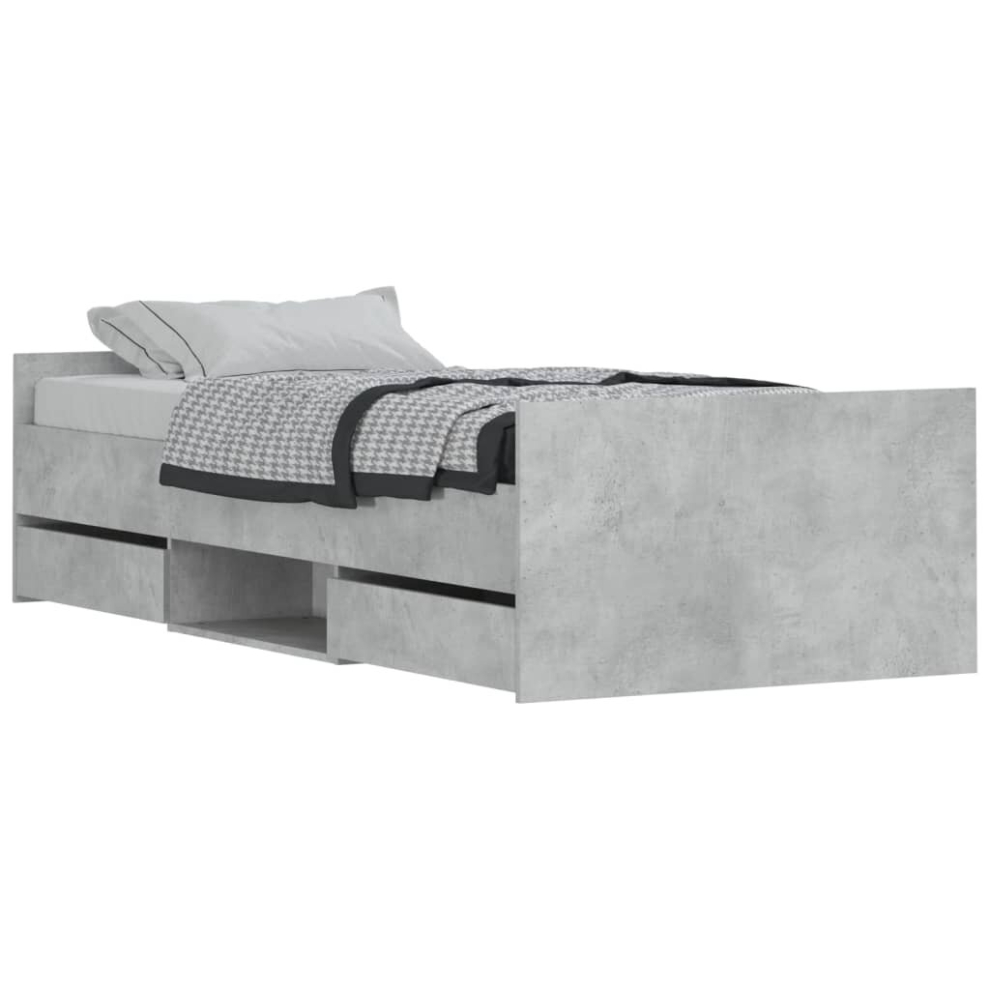 Vidaxl (Concrete Grey, 100 X 200 Cm) Bed Frame With Headboard And Footboard Mattress Foundation Concrete