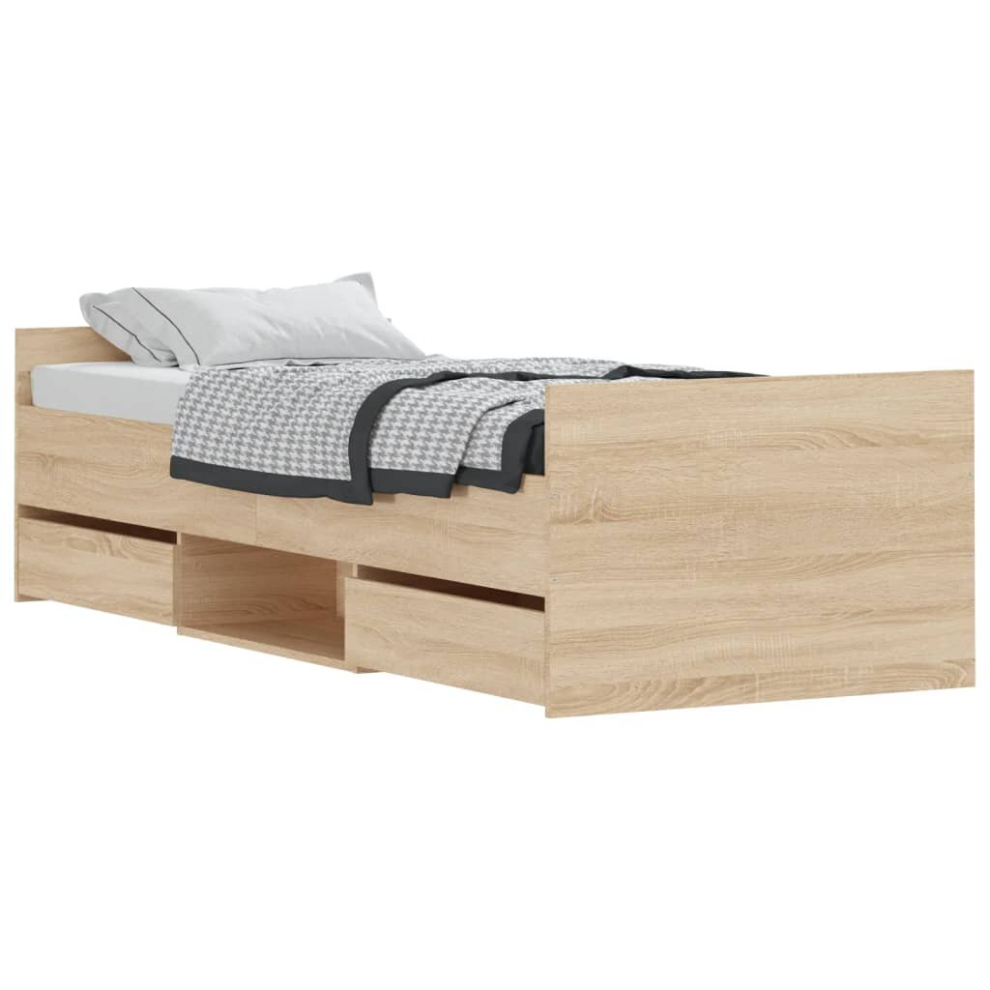 Vidaxl (Sonoma Oak, 75 X 190 Cm) Bed Frame With Headboard And Footboard Mattress Foundation Concrete