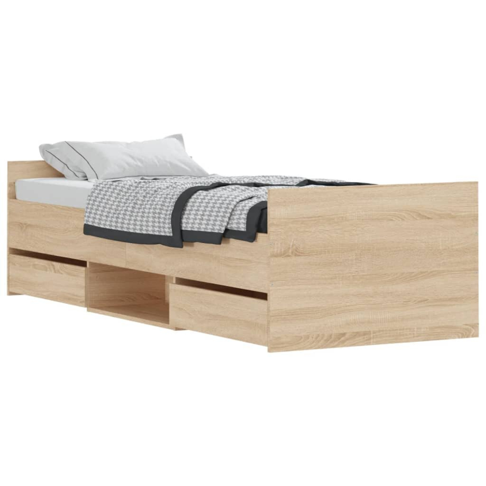 (sonoma oak, 75 x 190 cm) vidaXL Bed Frame with Headboard and Footboard Bed Concrete Grey 100x200 cm