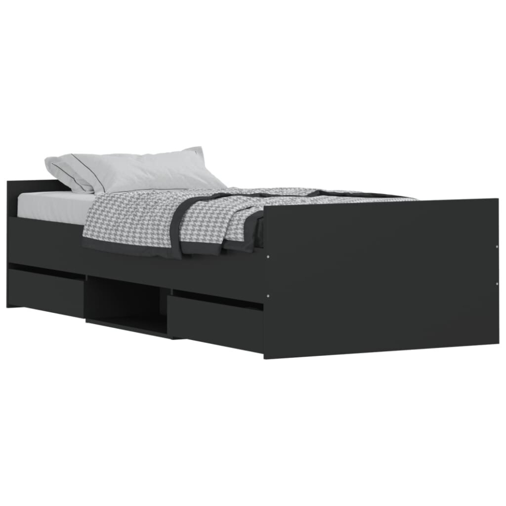 Vidaxl (Black, 100 X 200 Cm) Bed Frame With Headboard And Footboard Mattress Foundation Concrete