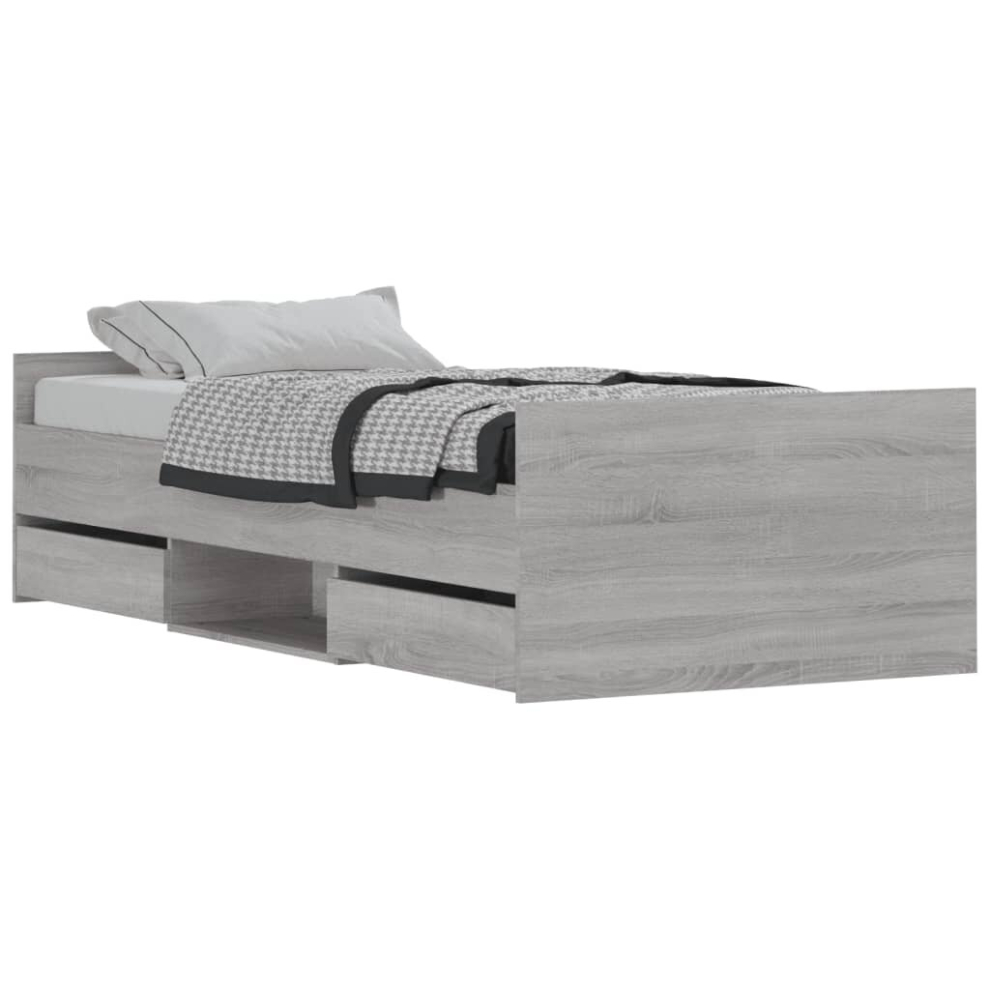 Vidaxl (Grey Sonoma, 90 X 200 Cm) Bed Frame With Headboard And Footboard Mattress Foundation Concrete