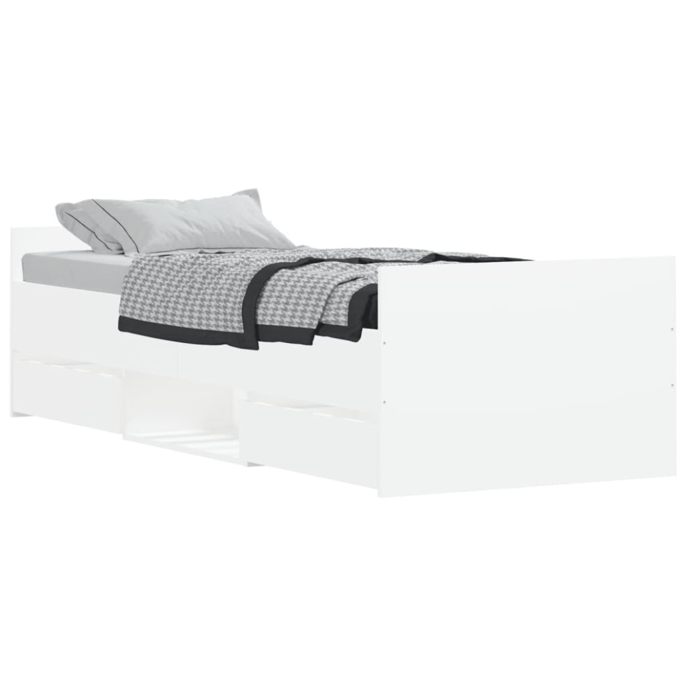 (white, 75 x 190 cm) vidaXL Bed Frame with Headboard and Footboard Mattress Foundation Concrete
