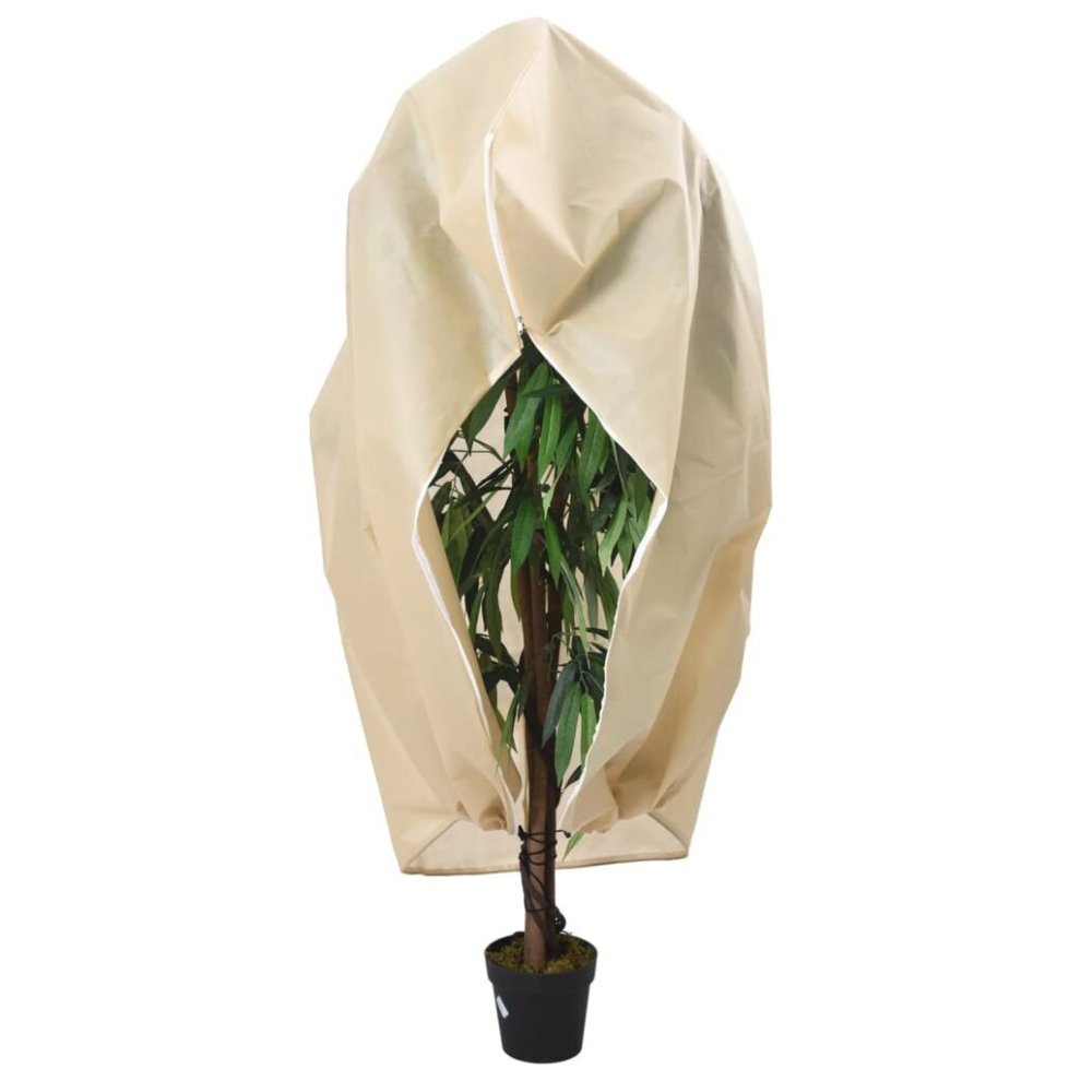 (beige, 3.93 x 3.5 m/ 1 pcs) vidaXL Plant Fleece Covers with Zip Outdoor Garden Frost Protection 70 g/mÃÂ²