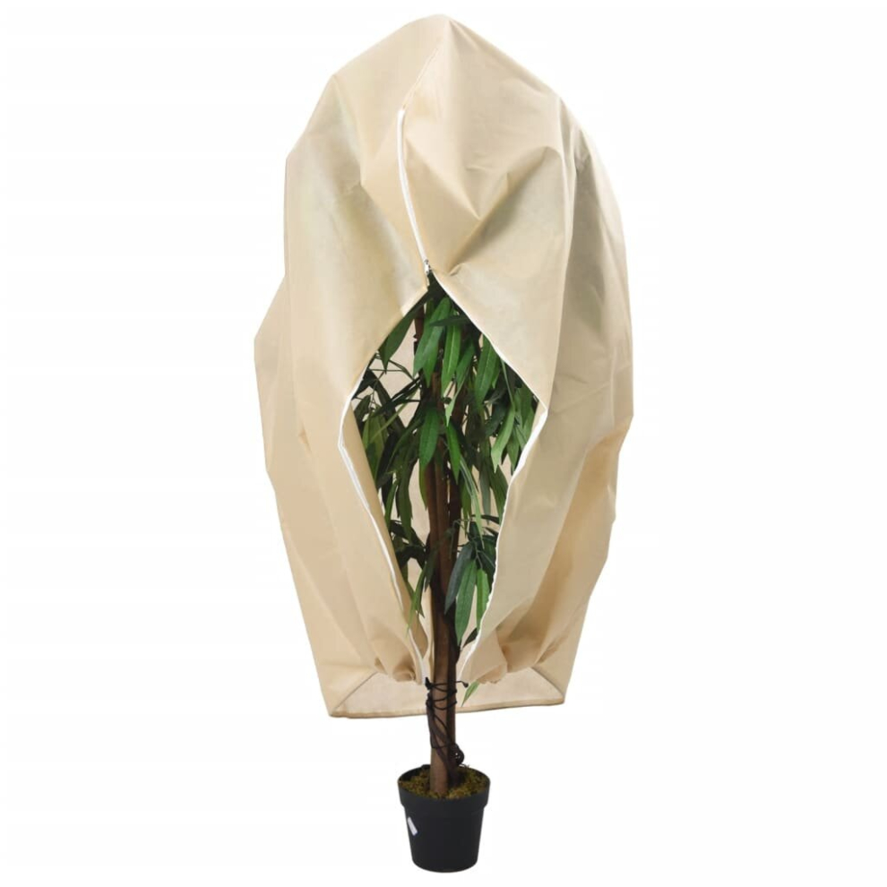 (beige, 1 x 1.55 m/ 2 pcs) vidaXL Plant Fleece Covers with Zip Outdoor Garden Frost Protection 70 g/mÃÂ²