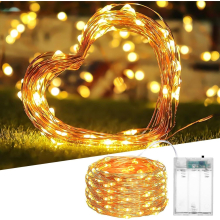 (40 LEDs, Gold Wire - Warm White) 2 x Christmas LED Lights White Warm White Gold Silver Wire Battery Operated
