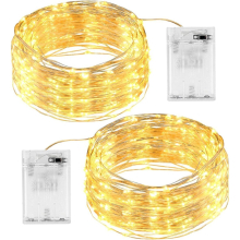 (40 LEDs, Silver Wire - Warm White) 2 x Christmas LED Lights White Warm White Gold Silver Wire Battery Operated
