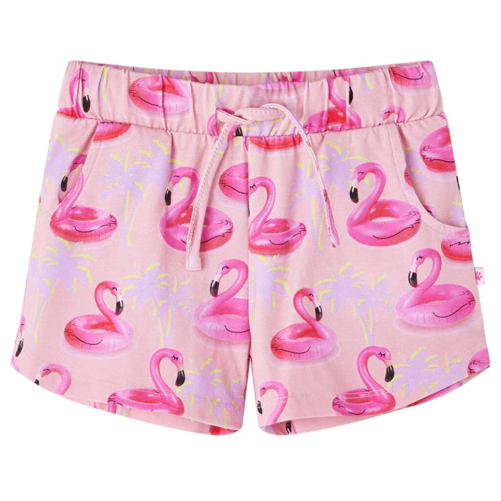 (104) Kids' Shorts with Drawstring Toddlers Flamingo Swim Ring Print Light Pink