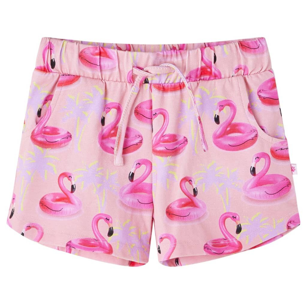 (128) Kids' Shorts with Drawstring Toddlers Flamingo Swim Ring Print Light Pink