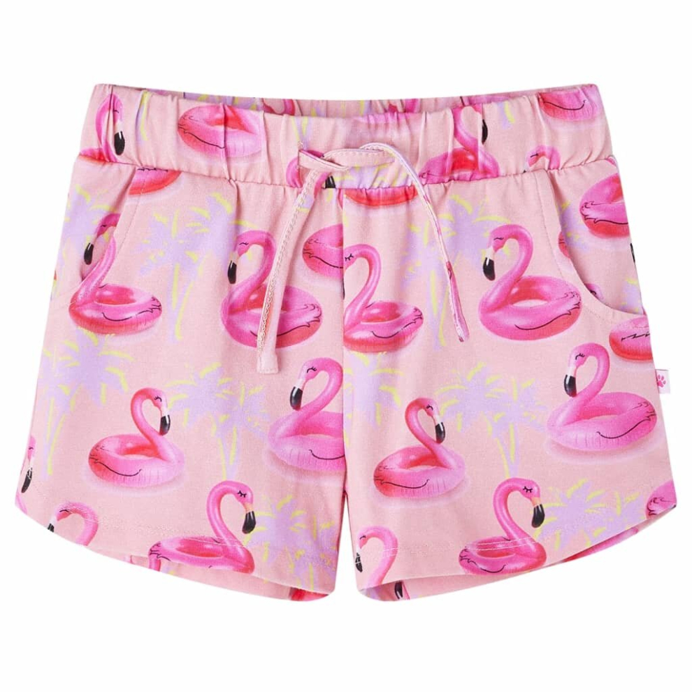 (140) Kids' Shorts With Drawstring Toddlers Flamingo Swim Ring Print Light Pink