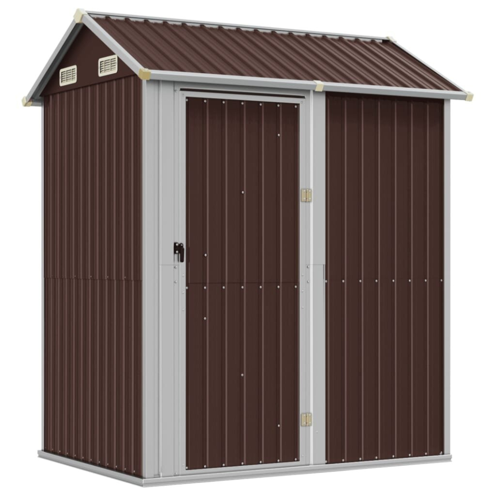 (brown) vidaXL Garden Shed Outdoor Storage Shed Patio Yard Tool Shed Galvanised Steel