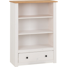 Panama 1 Drawer Bookcase in White and Natural Wax Finish