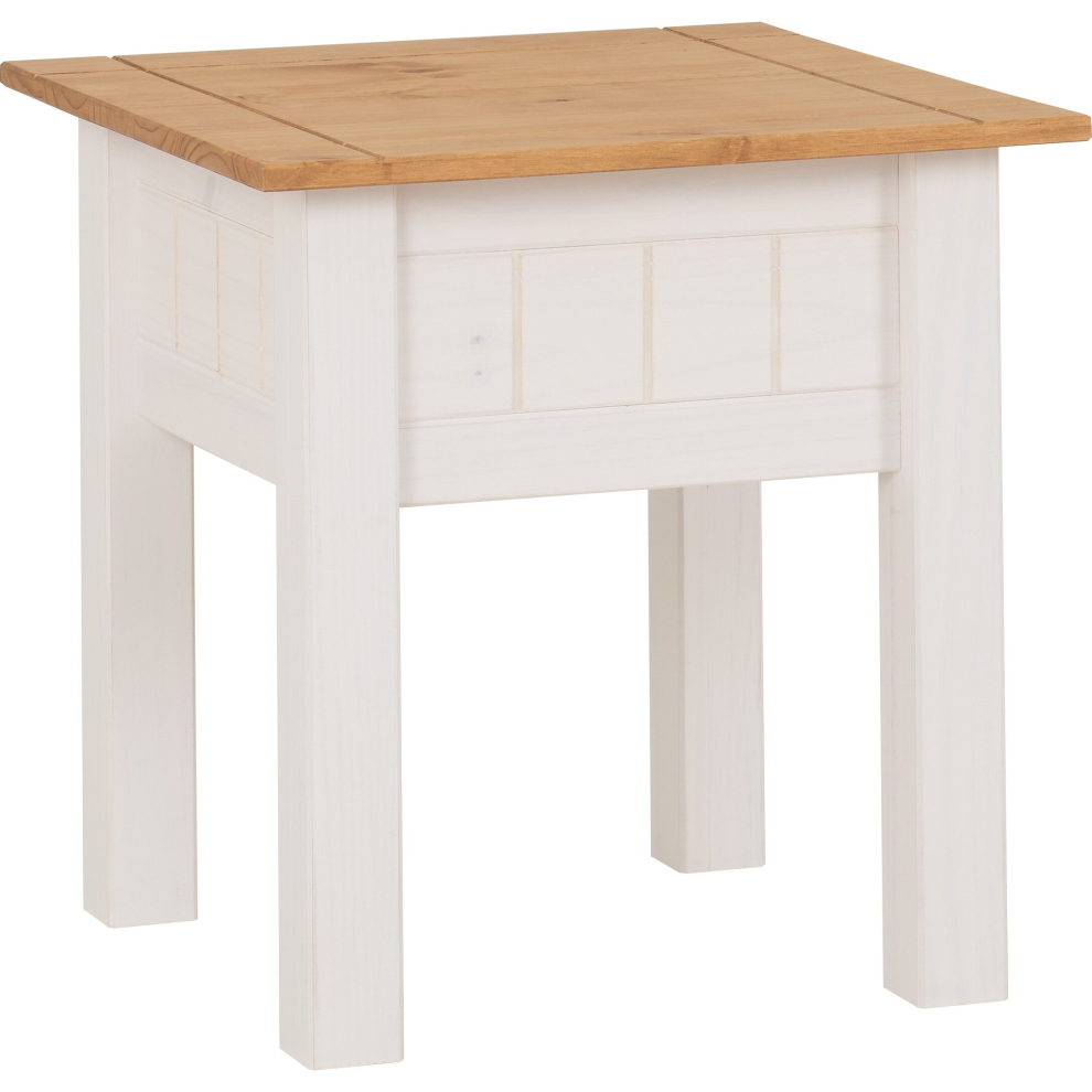 Panama Lamp End Table in White and Natural Wax Finish